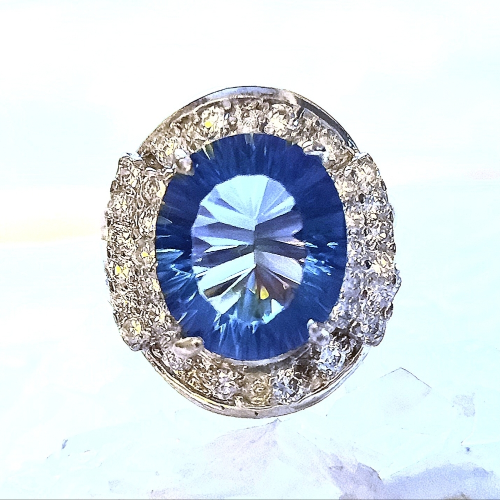 Silver 925 Deep Mystic Blue Cocktail Ring